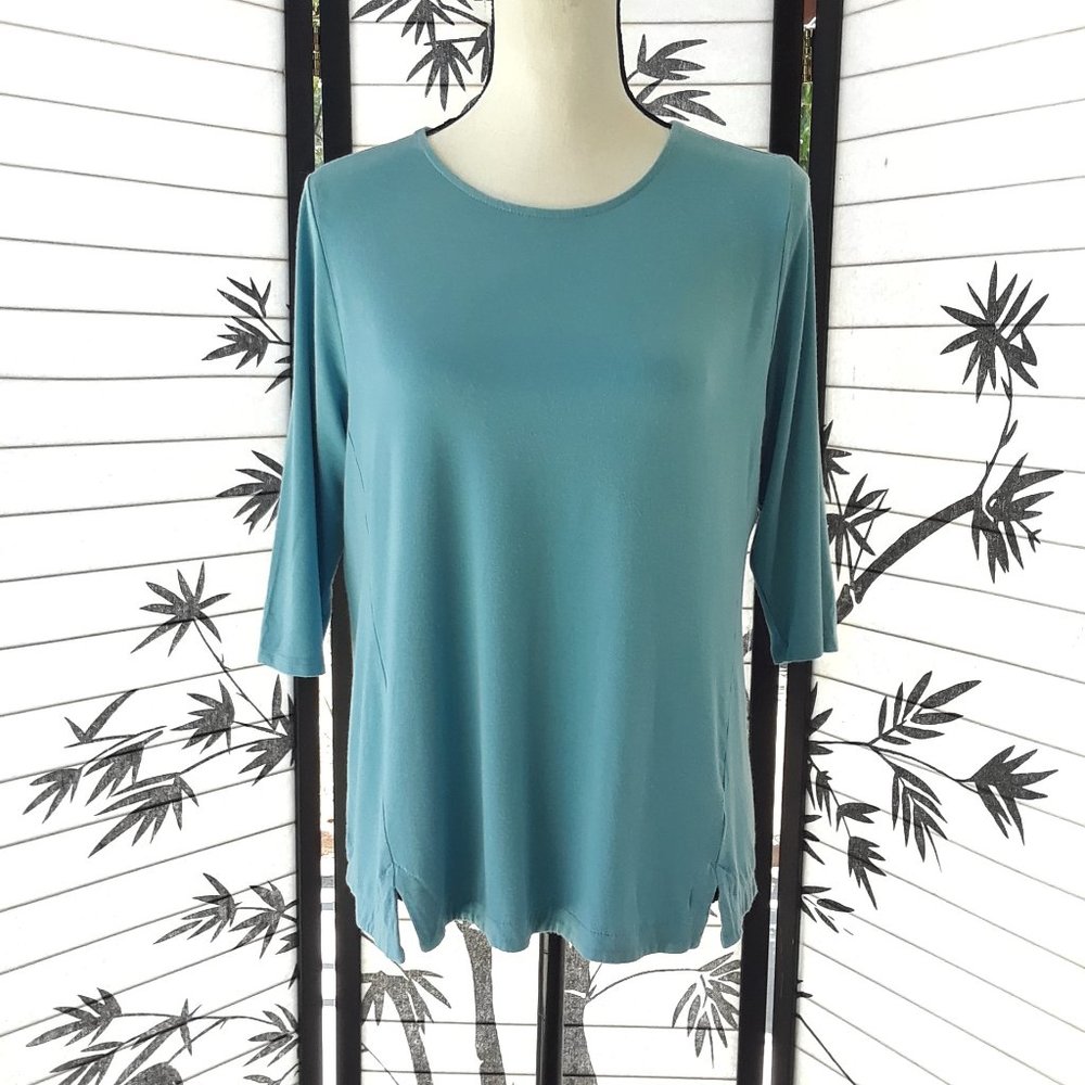 J. Jill Light Blue 3/4 Sleeve Relaxed Fit T Shirt
